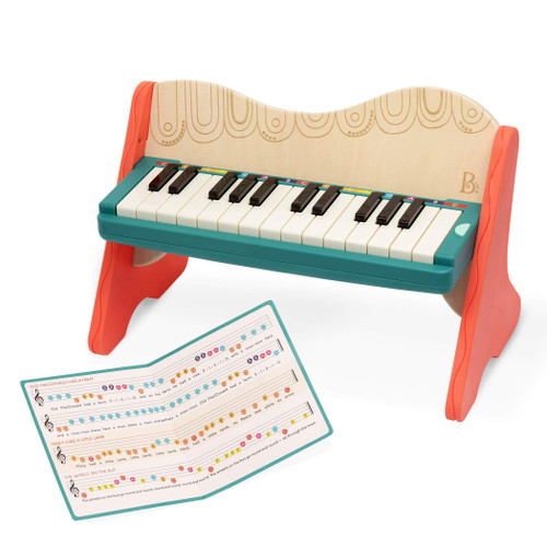 B. toys – Wooden Toy Piano for Toddlers, Kids – Color – Coded Keys with Songbook – Musical Instrument for Early Learning & Creativity – 3+ Years – Mini Maestro