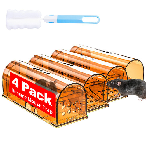 4 Pack Humane Mouse Traps Indoor for Home, Live Mouse Traps No Kill, Reusable Mice Small Rat Trap Catcher for House & Outdoors