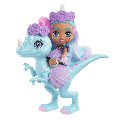 Cave Club Cave Tots Unicorn Tot Doll (Approx. 3.5-in) Small Doll with Dinosaur & Blue Hair, Wearing Outfit & Accessories, Gift for 4 Year Olds and Up