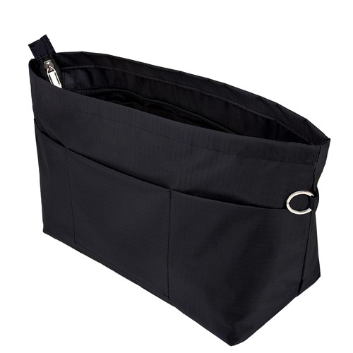 Time Wing Handbag Tote Purse Organizer Insert Bag Liner Shaper Divider Zipper 11 Pockets Compartments X Large Black