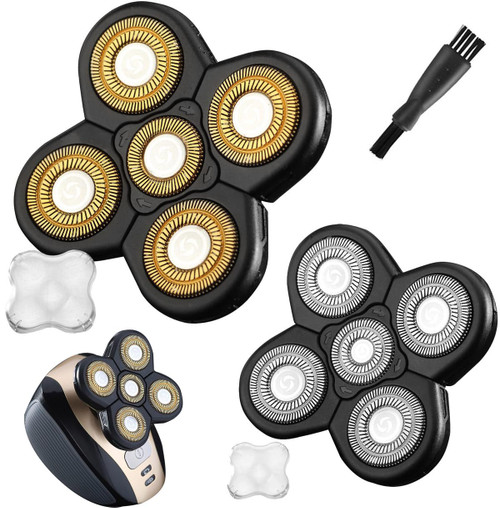 Universal 5-Blade Head Shaver Replacement - 2 PCS Electric Razor Heads for Beard and Hair Trimming