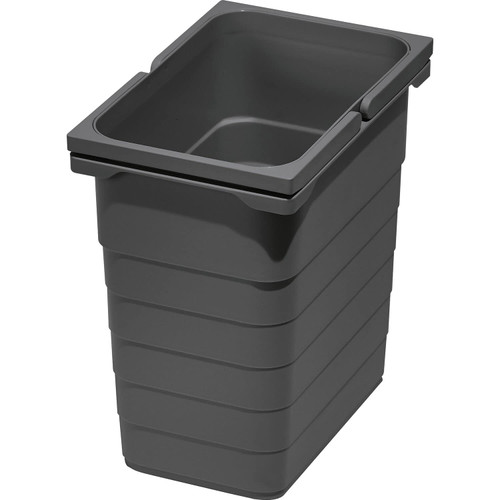 NINKA 5050.90 41514 Waste Bin 8 Litres with Bow Handles, Rubbish Bin for Waste Collectors, Plastic, Dark Grey, Silver, 8 L