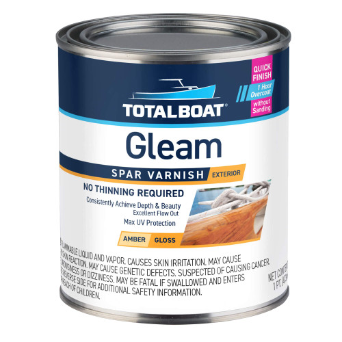 TotalBoat Gleam Marine Spar Varnish, Gloss and Satin Polyurethane Finish for Wood, Boats and Outdoor Furniture (Gloss Pint) TotalBoat Gleam Marine Spar Varnish, Gloss and Satin Polyurethane Finish for Wood, Boats and Outdoor Furniture (Gloss Pint)