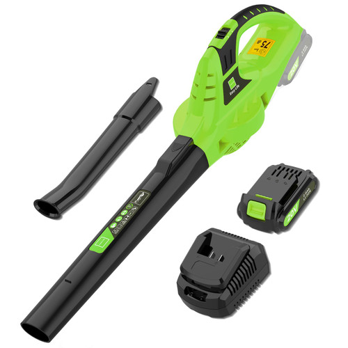 Leisch Life 21V Leaf Blower Cordless | Handheld Electric Lightweight Blower with 2.0Ah Rechargeable Battery & Fast Charger | Adjustable Speeds, Portable Design for Lawn, Patio, Yard, Sidewalk Cleaning