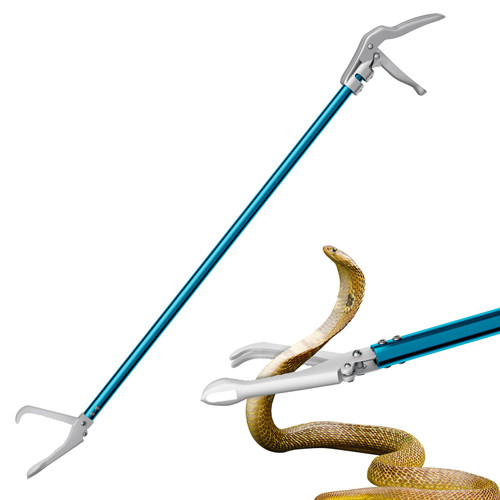 GYORGKSHI 60" Snake Tongs, Professional Aluminum Alloy Standard Reptile Grabber Rattle Snake Catcher Wide Jaw Handling Tool