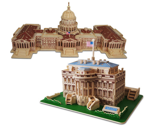 Puzzled Bundle of The White House and US Capitol Wooden 3D Puzzle Construction Kits, Fun Educational DIY Famous Sites Toys Assemble Models Unfinished Wood Craft Hobby Puzzles to Build & Paint - 2 Pack Puzzled Bundle of The White House and US Capitol Wooden 3D Puzzle Construction Kits, Fun Educational DIY Famous Sites Toys Assemble Models Unfinished Wood Craft Hobby Puzzles to Build & Paint - 2 Pack