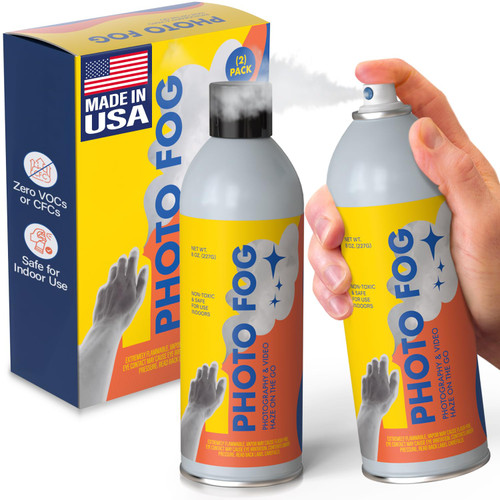 [2 Pack] Photo Fog Atmosphere Spray Made in the USA for Photographers & Filmmakers - Safe Fog Machine Alternative - Smoke in a Can - Haze in a Can - Smoke Bombs for Photography - 8oz Fog Spray Cans