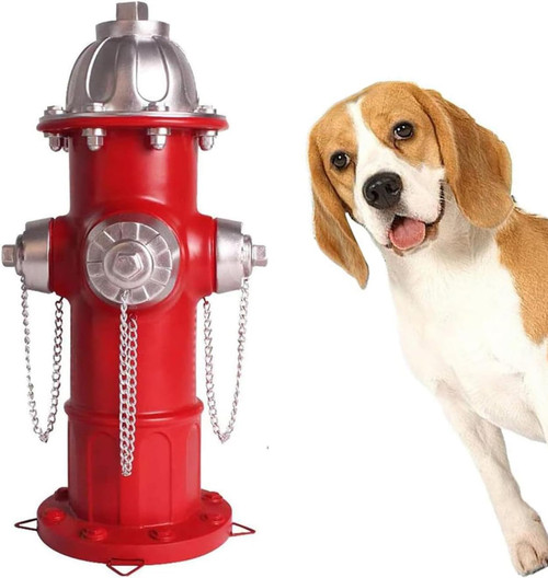 XINDMAO Fake Fire Hydrant for Dogs to Peed on,15.3 inch Large Dog Fire Hydrant Statue Puppy Pee Post Hydrant,Fire Hydrant Outdoor Decor,Firefighter Gifts for Men, Red Silver XINDMAO Fake Fire Hydrant for Dogs to Peed on,15.3 inch Large Dog Fire Hydrant Statue Puppy Pee Post Hydrant,Fire Hydrant Outdoor Decor,Firefighter Gifts for Men, Red Silver