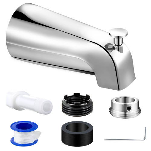 Dreyoo Tub Spout (Universal Fits 1/2" Copper Pipe, 1/2" IPS and 3/4" IPS), Bathroom Bathtub Faucet with Adapters and Hex Wrench (Chrome,Simple)