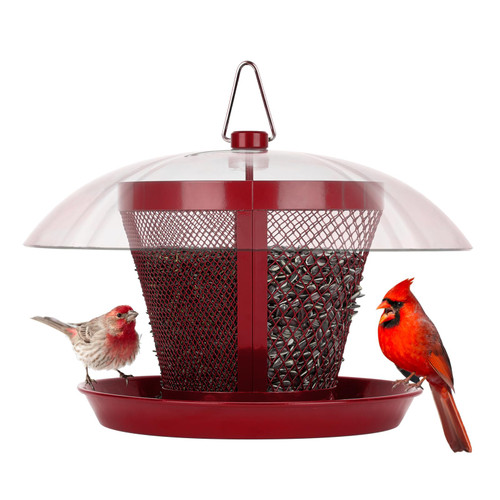 Kingsyard Bird Feeder for Outside, Dual-Use Metal Mesh Wild Bird Feeder with Weatherproof Dome Dual, 2.5 lbs Seed Capacity for Finch Cardinal