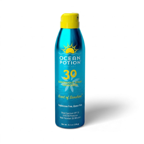 Ocean Potion Sun Care Continuous Sunscreen Spray SPF 30, Broad Spectrum UVA/UVB Protection Body Spray with Vitamin E & Aloe, Non-Greasy, Water-Resistant, 5.5 oz