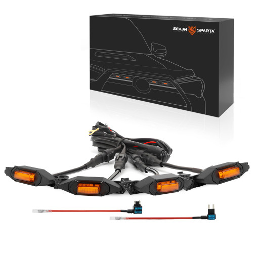 SEVEN SPARTA 4 PCS Grill Led Lights Compatible with Toyota 4Runner 2020-2024, Including SR5, TRD Sport, Off-Road, Premium and Limited Grille, Fuse and Instruction Included (Amber)
