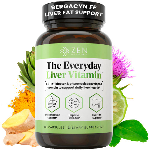Zen Nutrients The Everyday Liver Vitamin - Liver Cleanse Detox & Repair with Bergacyn FF, Organic Milk Thistle, Dandelion Root & Artichoke Extract for Liver Health - Fatty Liver Support Supplements