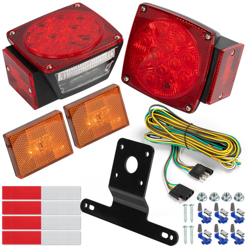 AUTO-GEKKO Full Set LED Trailer Light Kit - Stop Turn Tail Brake Running Lights, Waterproof IP68, SAE/DOT Compliant with 25ft Wiring Harness for Utility Trailers, Trucks, Campers & Vans