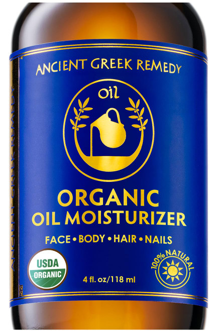 Ancient Greek Remedy Body Oil - Organic After Shower Face Oil & Body Moisturizer for Dry Skin - Almond, Jojoba, Olive, Lavender, Vitamin E Oils - Natural Clean Facial Skincare for Women & Men 4 oz