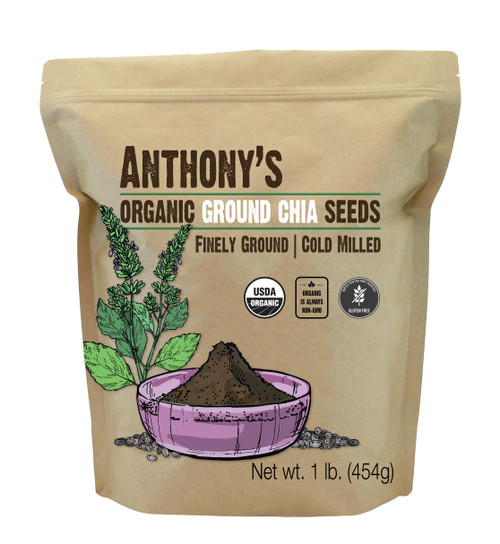 Anthony's Organic Ground Chia Seed, 1 lb, Finely Ground, Cold Milled, Gluten Free, Non GMO Anthony's Organic Ground Chia Seed, 1 lb, Finely Ground, Cold Milled, Gluten Free, Non GMO