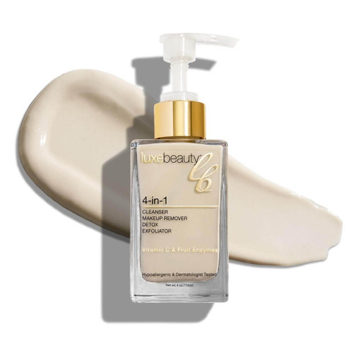 Luxe Cleanser All-in-One Hypoallergenic Face Cleanser + Natural Makeup Remover Face Wash + Exfoliator for All Skin Types – No Parabens, No Silicones. Made with Organic Botanicals & Vitamin C.
