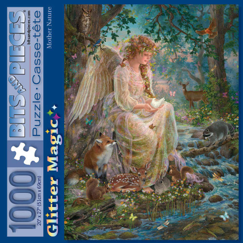 Bits and Pieces – 1000 Piece Jigsaw Puzzle for Adults – Embellished Glitter - Mother Nature - Forest Fantasy Angel Jigsaw Puzzle by Artist Liz Goodrick - Dillon, Completed Puzzle Size: 20" x 27"