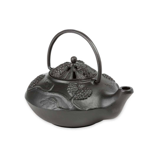 Plow & Hearth Pinecone Wood Stove Steamer Kettle | Cast Iron Fireplace Humidifier | Matte Black | Rust Resistant | Decorative Functional Alternative to Electric Humidifiers | 2.5 QT Capacity
