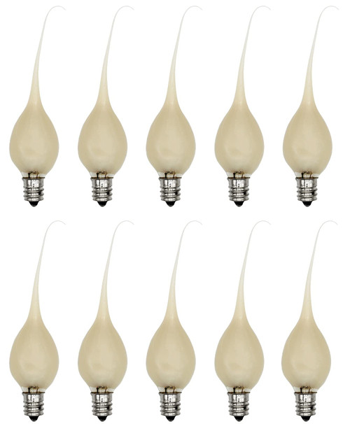Creative Hobbies® Country Style Incandescent Silicone Dipped Candle Light Bulbs (Pkg of 10 Bulbs) ~ 5 Watt Pearlized Silicone, Gold Glow