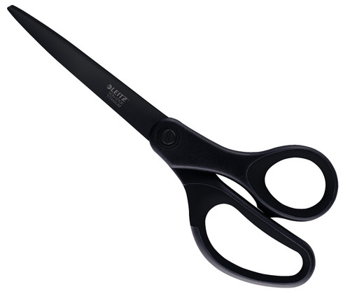 Leitz Titanium Scissors, Right or Left Handed (Ambidextrous), 205 mm, Non Stick, Office Stationary, Ergonomic Handle, Black
