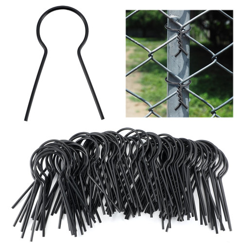 Blulu 80 Pack 1 5/8" Od Ez Preformed Twist 8 Gauge Galvanized Steel Twist Fence Ties Black Vinyl Coated Chain Link Fence Ties for T-Posts/u-Posts