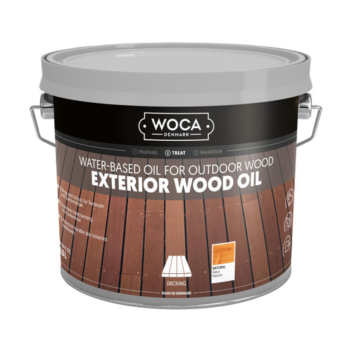 WOCA Denmark - Exterior Wood Oil - Water Based Penetrating Stain for Outdoor Wood Decks, Fences, Siding and Furniture - 2.5L - Natural WOCA Denmark - Exterior Wood Oil - Water Based Penetrating Stain for Outdoor Wood Decks, Fences, Siding and Furniture - 2.5L - Natural