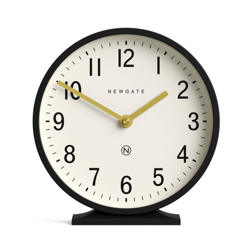NEWGATE® Q Mantel Clock | Modern Classic Round Mantel Clock | Black | Contemporary Style for Mantel, Desk, Table, Shelf or Bedside