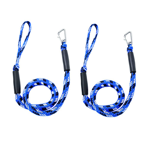 NIUTRIP Bungee Cord Dock Line with Stainless Steel Clip – Boat Mooring Rope with Foam Float for Kayak, Canoe, Pontoon, Watercraft, SeaDoo, Docking – 4–5.5 ft, 2 Pack (Blue&White)