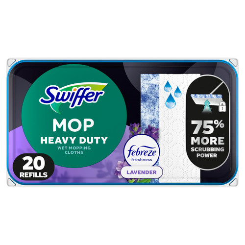 Swiffer Heavy Duty Mop Wet Multi-Surface Cloth Refills for Floor Mopping and Cleaning, Lavender Scent, 20 count