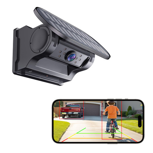 WiFi Magnetic Solar Wireless Backup Camera, 10000mAh Rechargeable 1080P Rear View Camera for Truck RV Trailer Car, DVR Recording Night Vision, IP68 Waterproof, Easy Installation