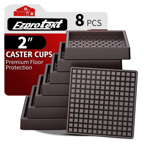 Ezprotekt Non Slip Furniture Pads, 12 Pcs 2" Anti Skid Rubber Furniture Caster Cups, Anti-Slip Furniture Coasters for Hardwood Floors, Anti Slide Floor Protectors for Bed Couch Stoppers (Brown)