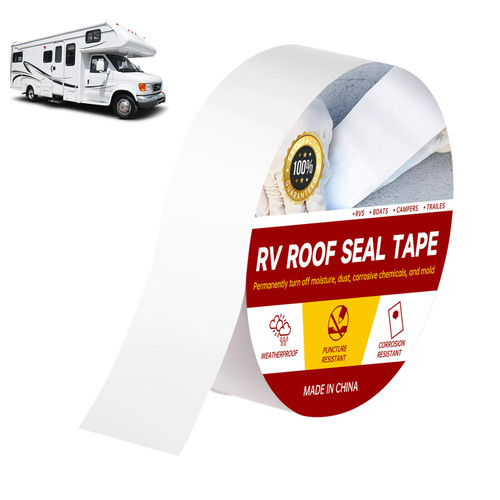 CUNQN RV Roof Tape 2 Inch x 16.4 Feet RV Sealant Tapes White Repair Sealant Tape Weatherproof Stop Leak Seal Tape Roof Seal Tape for RV Camper Trailer Boat Sealing Leak Repair