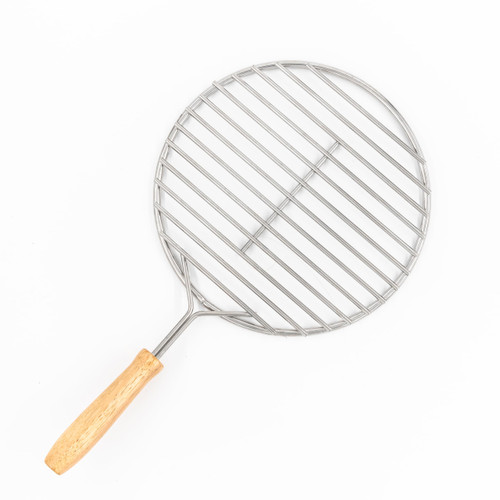 BBQ Dragon Round Grill Grate – 9” Stainless Steel BBQ Grill Grate with Wood Handle – Heavy-Duty Charcoal Grill Grate & Cooking Grate – Perfect Grill Rack for Outdoor Grill, Fire Pit & Chimney Starters