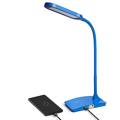 Blue Desk Lamps for Home Office - Super Bright Small Desk Lamp with USB Charging Port, a Perfect LED Desk Light as Study Lamp, Bedside Reading Lights Blue Desk Lamps for Home Office - Super Bright Small Desk Lamp with USB Charging Port, a Perfect LED Desk Light as Study Lamp, Bedside Reading Lights