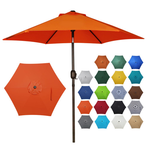 Blissun 7.5 ft Patio Umbrella, Yard Umbrella, Outdoor Market Umbrella with Push Button Tilt Crank, Orange