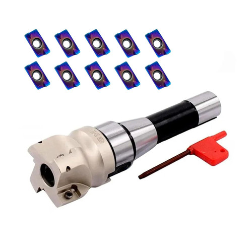 Zouzmin 2inch R8-FMB22 Face Mill Arbor with BAP400R 50-22-4T 50mm/1.9inch Face Milling Holder CNC End Mill Milling Shell Cutter with 10pcs APMT1604PDER Milling Carbide Inserts