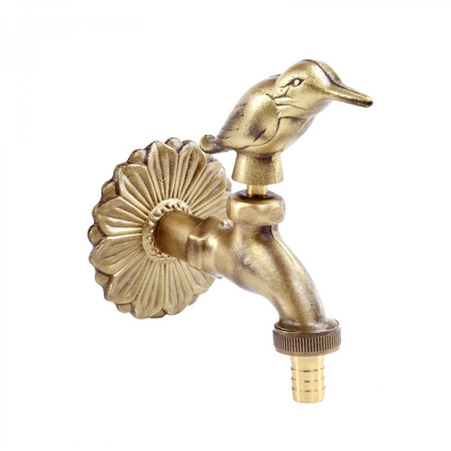 Renovators Supply Manufacturing Outdoor Faucet 4.5 in. Brass Outside Faucet with Bird Shaped Bibcock Decorative Garden Faucet