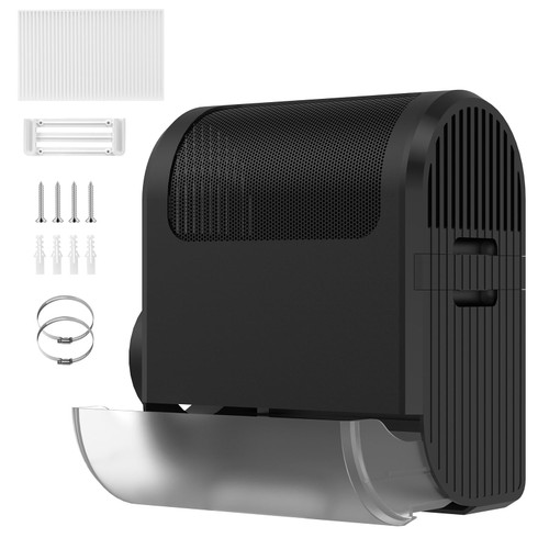 3-in-1 Indoor Dryer Vent - Polyester Screen Filter and Water Drawer System for Electric Clothes Dryers, Includes Dryer Vent Clamps-Black Color (Black)