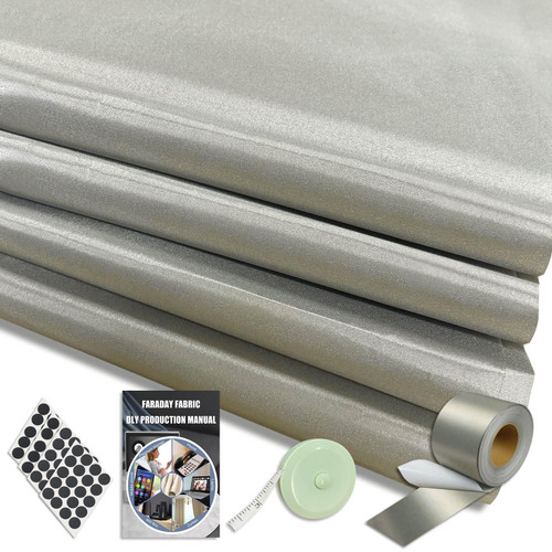 ZTTXL Faraday Fabric 43" W×236" L(Big 6 Yards)+1.18" W×314" L Faraday Tape, Faraday Military Grade Conductive Material