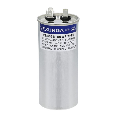 VEXUNGA 80uF 80 MFD 370VAC 440VAC 450VAC 50/60Hz CBB65 Run Start Capacitor for AC Unit Fan Motor Start or Pool Pump or Air Condenser Straight Cool