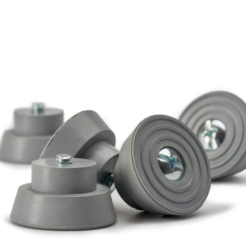 Door Stopper Replacement Rubber Tips - Ribbed Rubber Foot Door Stop Tips for Kickdown/Drop Down Door Stop Holder - Pack of 5 Durable Rubber Door Stoppers with Screws - Grey