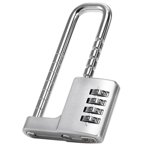 Hiceeden U Shaped Cabinet Combination Lock, 4 Digit Stainless Steel Padlock with Code, Adjustable 4.5 Inch Long Shackle Lock for Kitchen, Gym, School, Silver, 2.5 Inch Width