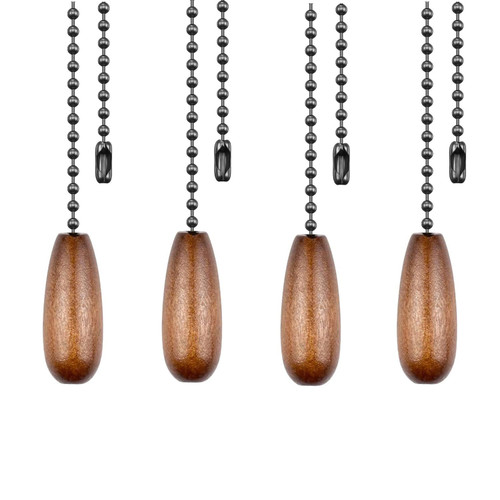 Dotlite Ceiling Fan Pull Chain Extender, 4pcs Wooden Decorative Pendant Extension Chains, 12 Inches Lighting & Fan Beaded Ball Fan Cord Extender Ornament with Connector(Woden 4Pack)