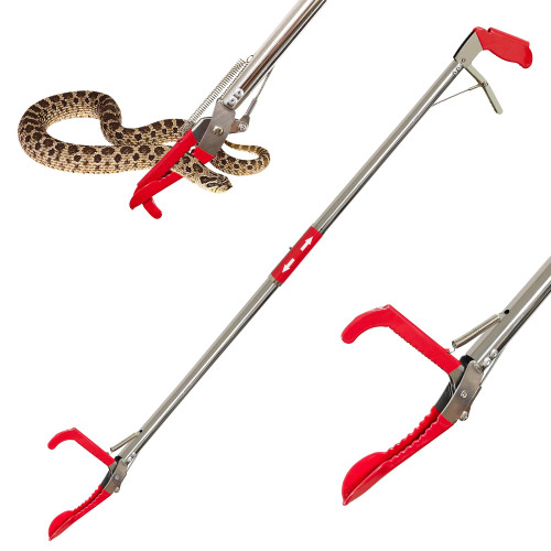 COYXiCE 60" Professional Snake Tongs Heavy Duty Reptile Rattle Snake Catcher Wide Jaw Handling Tool Stainless Steel Collapsible Grabber Outdoor Catch Tool with Non-Slip Grip Handle (60inch/150cm)