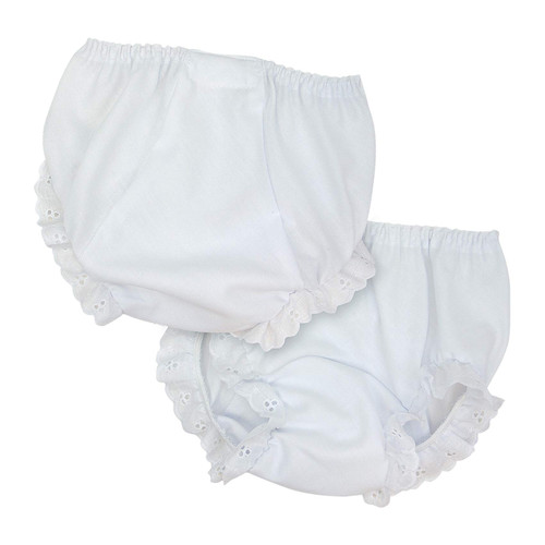 I.C. Collections Baby Girls White Double Seat Diaper Cover Bloomers, Size L Pictured-* Front and Back of Bloomer