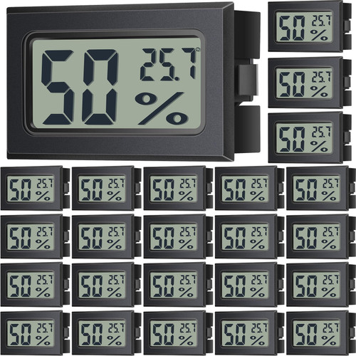 Kanayu 24 Pack Mini Digital Hygrometer Thermometers Indoor Humidity Monitor Temperature Humidity Gauge Meter with Fahrenheit for Greenhouse Garden Cellar Closet
