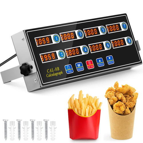Relaxweex 1 Pack Commercial 8 Channel Digital Kitchen Timer, Multi-Countdown Timer with Loud Alarm & Large LCD Display, Wall Mount or Countertop for Restaurant, Fry Station, Baking & Lab Use