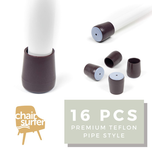 Chair Leg Caps Floor Protectors - (Pipe/16 Piece Set) Extra Glide Sliders | Premium Teflon for Easy Hardwood Floor Protection, No Noise, No Dust, Stronger Grip (21-22mm)