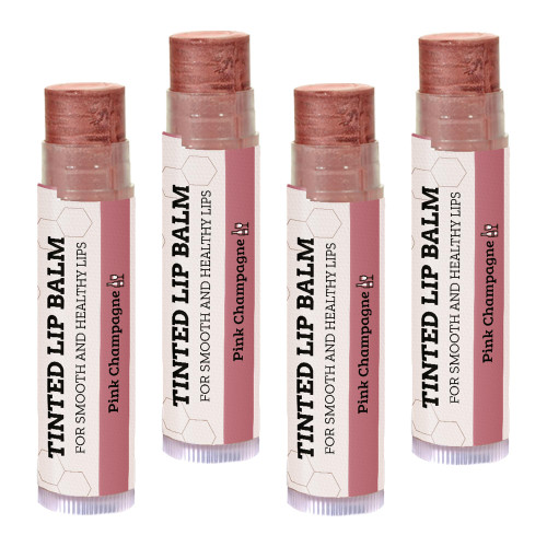 Earth's Daughter Tinted Lip Balm 4-Pack of Pink Champagne Color - Beeswax, Coconut Oil, Cocoa Butter, Vitamin - Moisturize and Beautify - Paraben Free